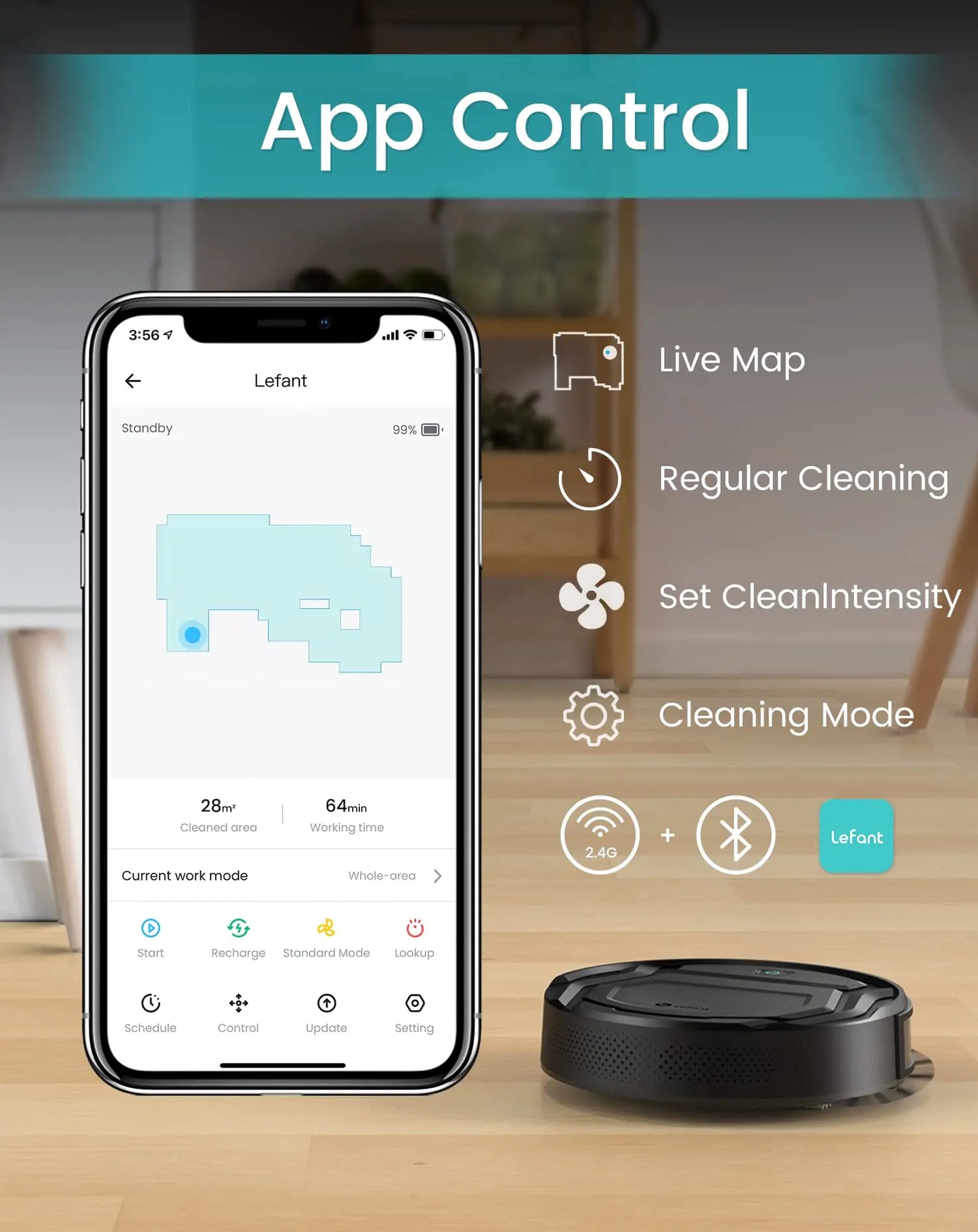 Lefant M210 Pro Robot Vacuum Cleaner – 2200Pa Suction, WiFi, Alexa, APP, Self-Charging