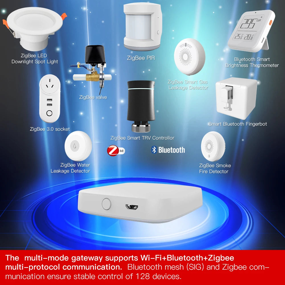 MOES Multi-mode Smart Gateway ZigBee Bluetooth Hub, Voice Control via Alexa/Google Home