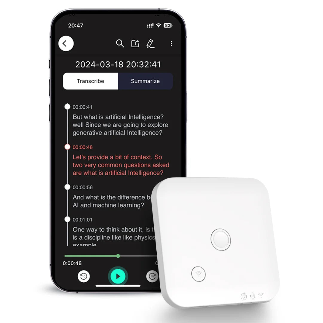 AI Voice & Call Recorder with Speech-to-Text, Summarization, 64GB Storage