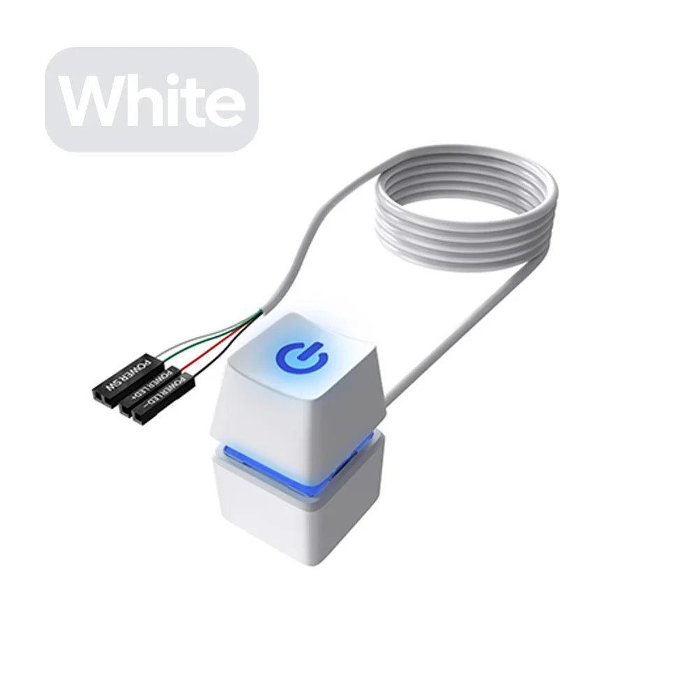 Computer Desktop Switch Blue LED Lights PC Power Button 1.8m Extension Cable