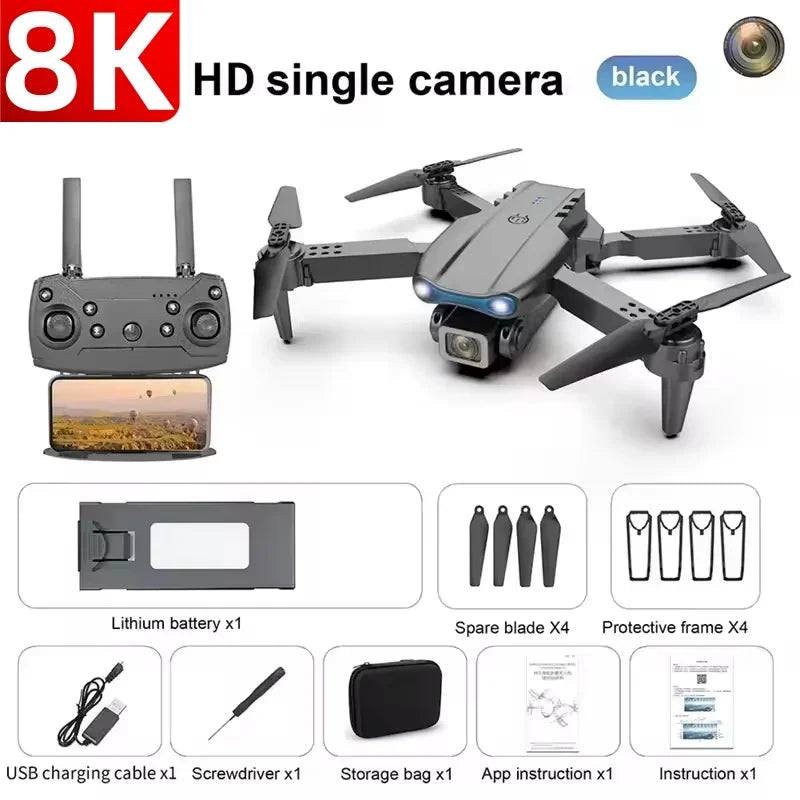 E99 Pro RC Drone Foldable 8K HD Dual Camera Quadcopter with Altitude Hold