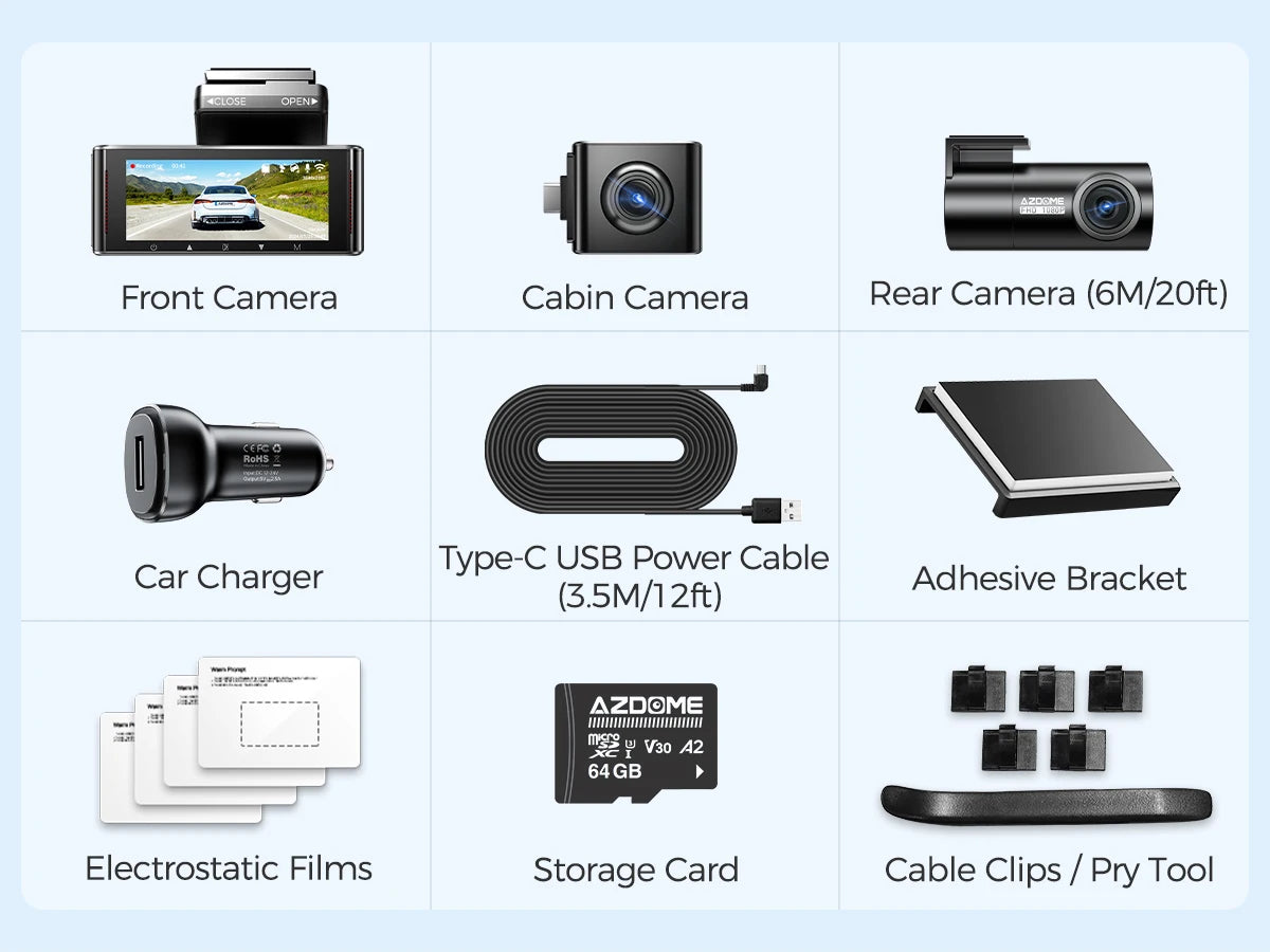 Upgrade AZDOME M550 Pro Car DVR Dash Cam 4K 5.8Ghz WiFi 2/3 Cameras Front/Cabin/Rear Cam GPS Night Vision Parking Monitor داش كا