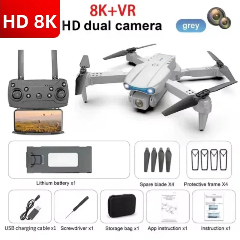 E99 Pro RC Drone Foldable 8K HD Dual Camera Quadcopter with Altitude Hold