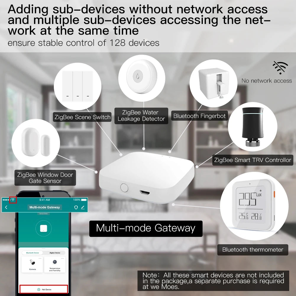 MOES Multi-mode Smart Gateway ZigBee Bluetooth Hub, Voice Control via Alexa/Google Home