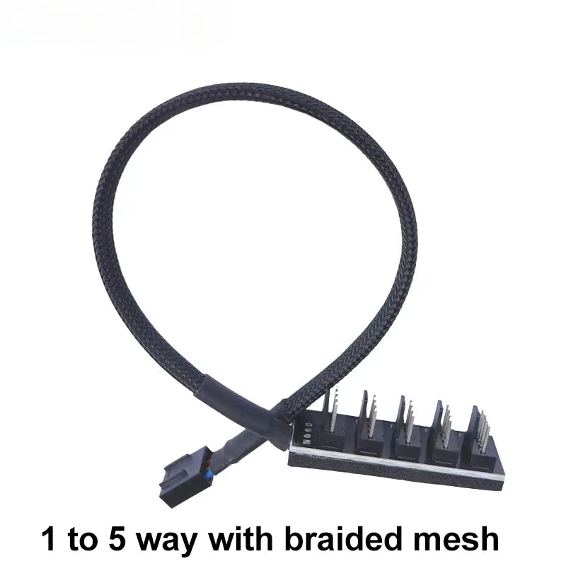 1-to-5 PWM Fan Hub Splitter Adapter for PC Cooling