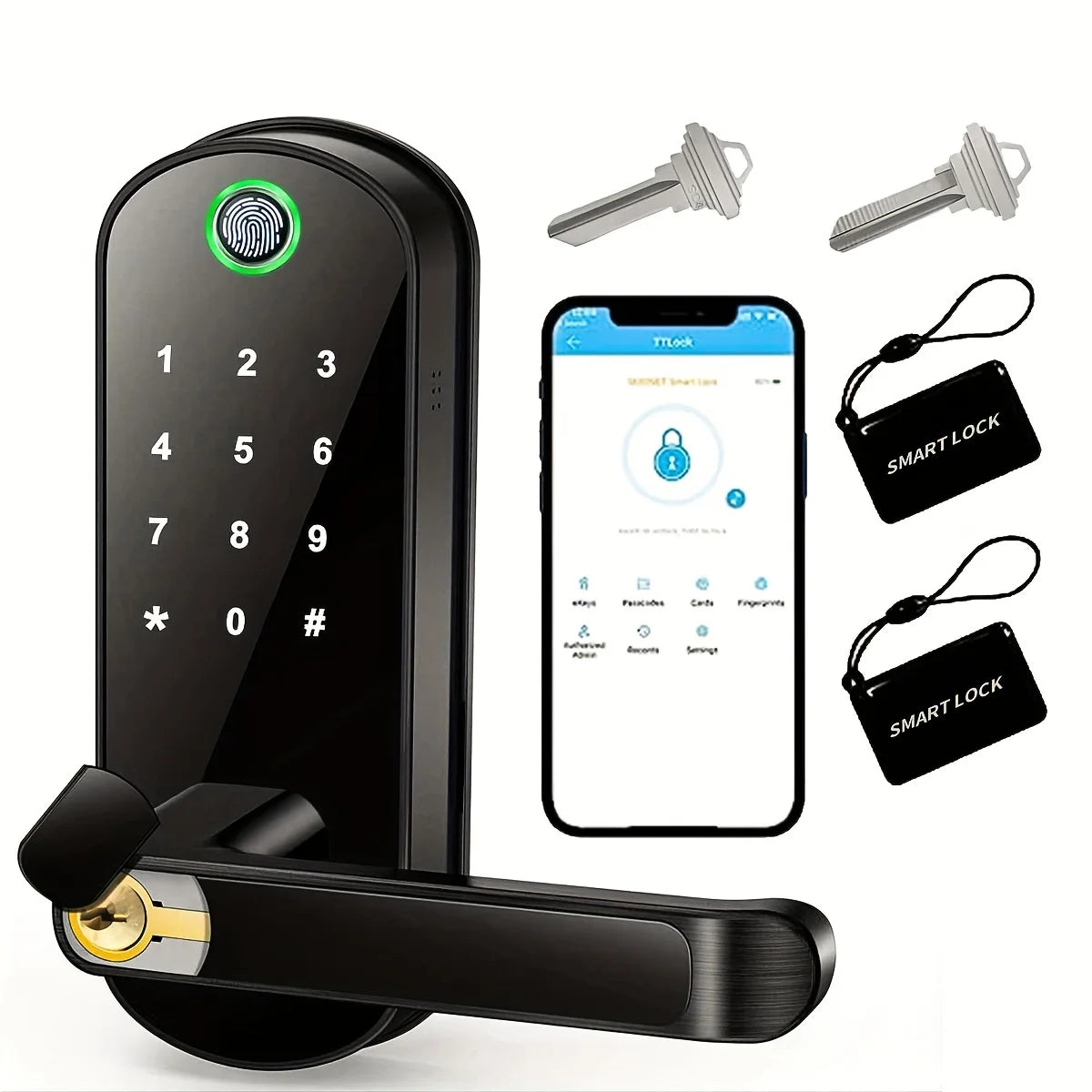 Smart Fingerprint Door Lock – App Control & Keyless Touchscreen Access