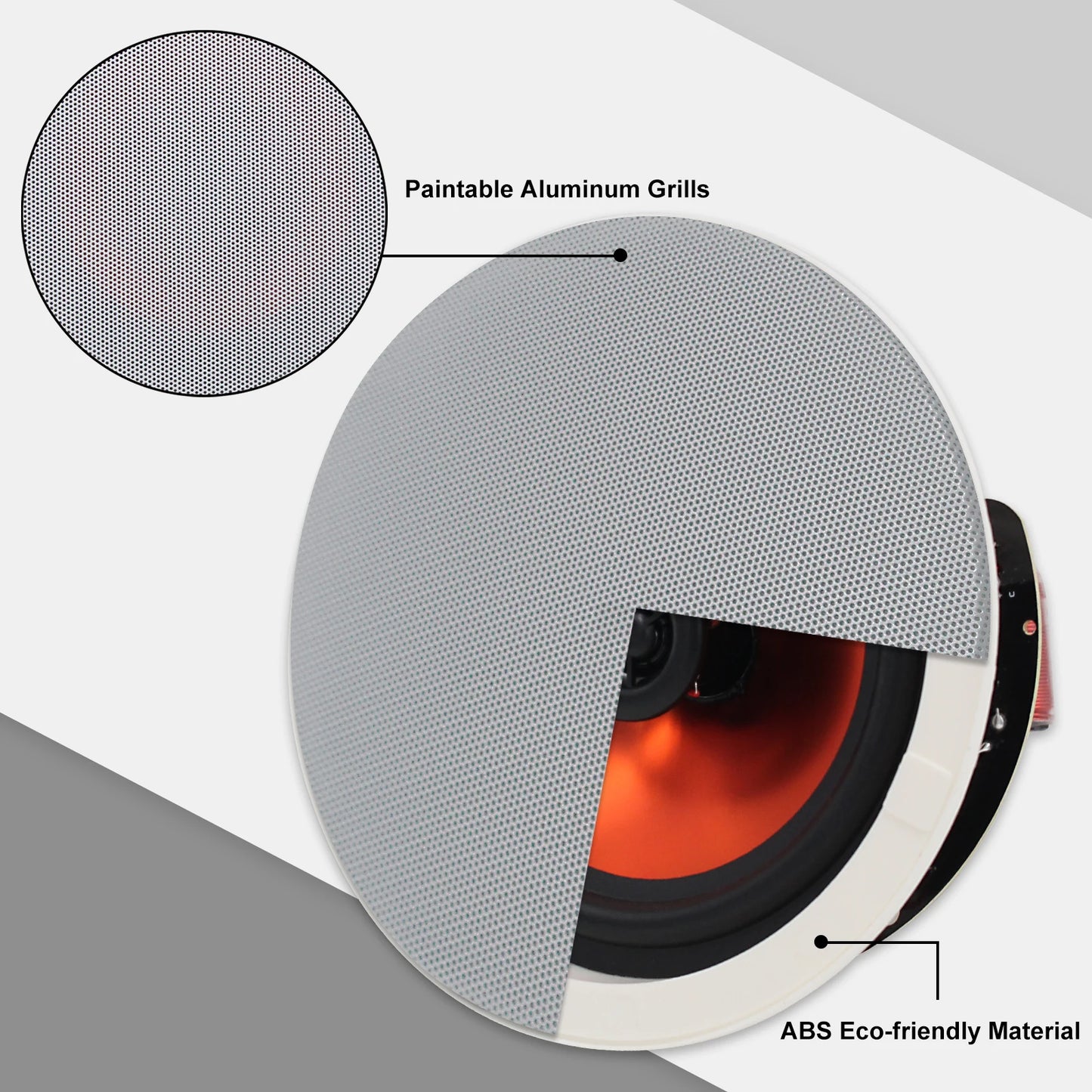 Herdio 6.5 Inch Ceiling Bluetooth Speaker - 300W Home Audio System for Kitchen, Bedroom, Bathroom