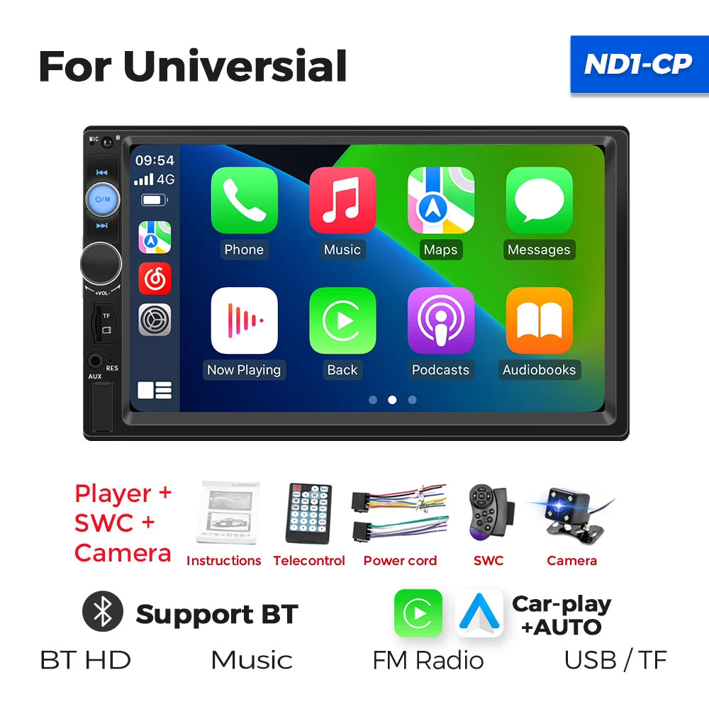 Navifly ND1 2 Din Car Radio 7" HD Touch Screen MP5 Player with BT, FM, SWC & Camera