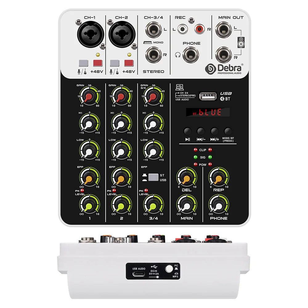 V4 Audio Interface Mixer – 4-Channel Bluetooth USB Recording Console