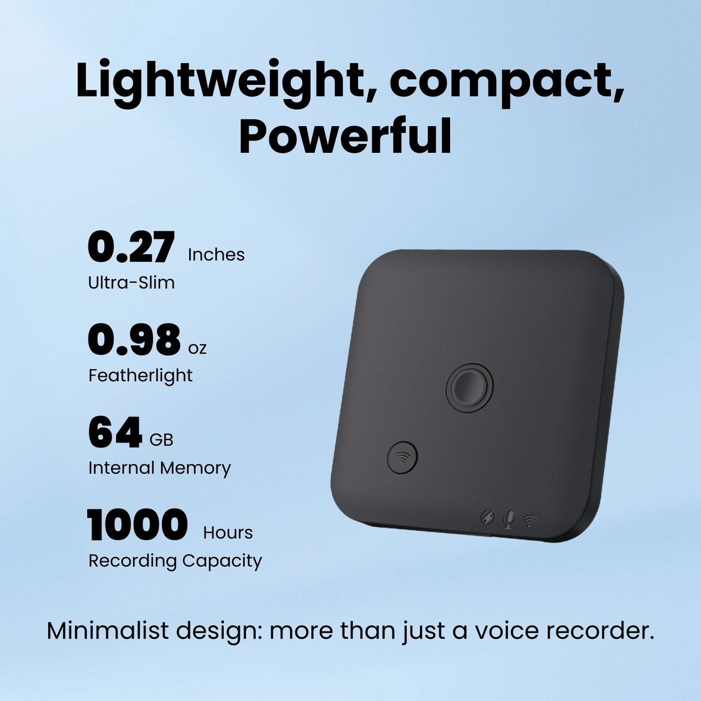 AI Voice & Call Recorder with Speech-to-Text, Summarization, 64GB Storage