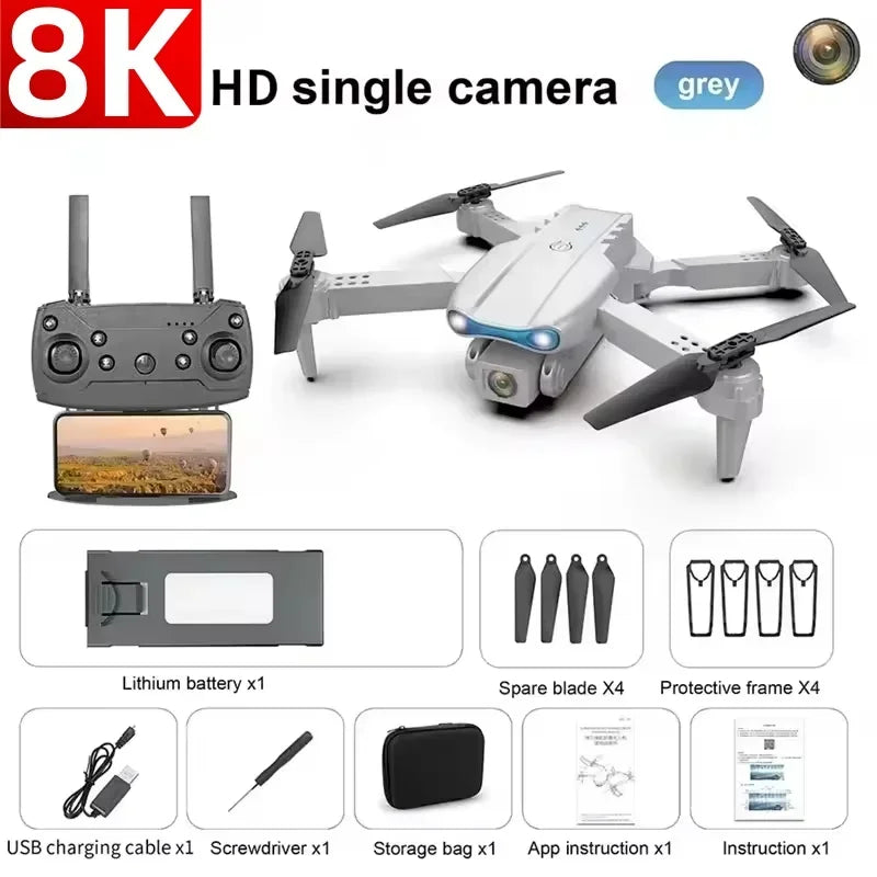 E99 Pro RC Drone Foldable 8K HD Dual Camera Quadcopter with Altitude Hold