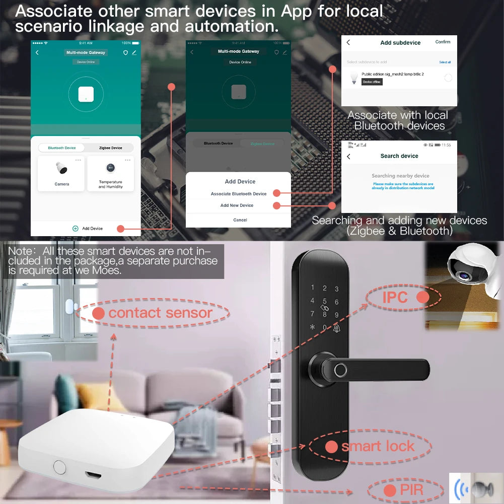 MOES Multi-mode Smart Gateway ZigBee Bluetooth Hub, Voice Control via Alexa/Google Home