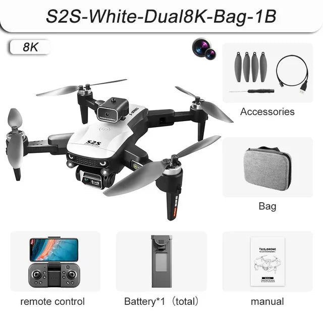 S2S Mini Drone with 4K/8K HD Camera – Foldable Quadcopter for Aerial Photography