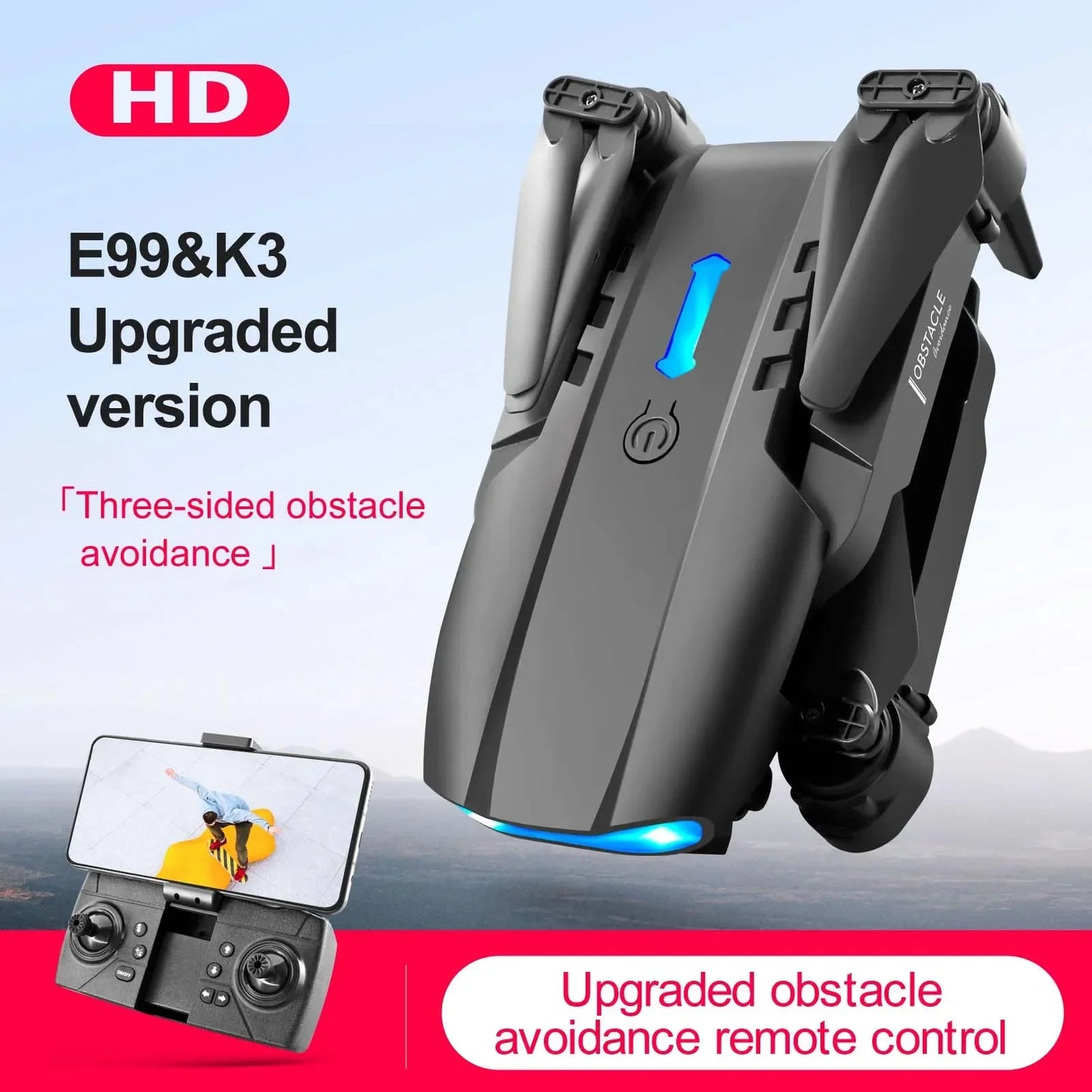 E99 Pro RC Drone Foldable 8K HD Dual Camera Quadcopter with Altitude Hold