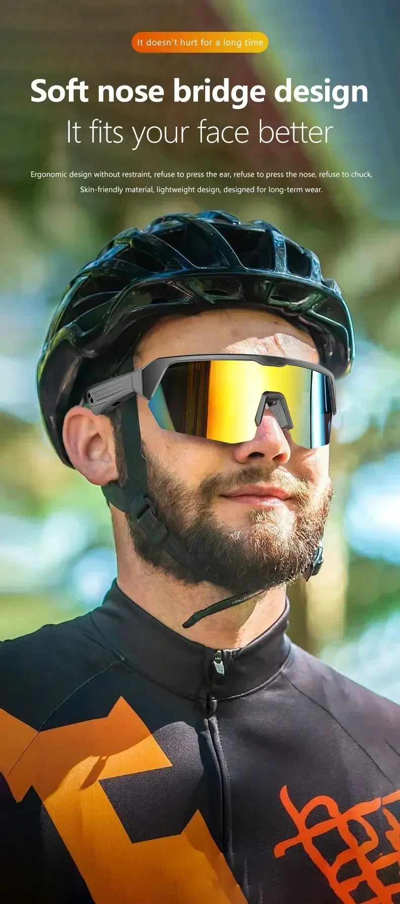 YJ006 Cycling bluetooth smart glasses technology audio call remote headset sunglasses sports driving music earbuds headphones