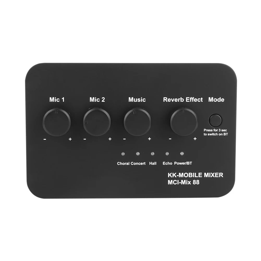 Karaoke Audio Mixer with Bluetooth & 2 Mic Inputs for TV/PC & Amplifier