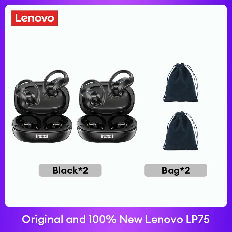 Lenovo LP75 TWS Bluetooth 5.3 Earphones – Waterproof & Noise Reduction