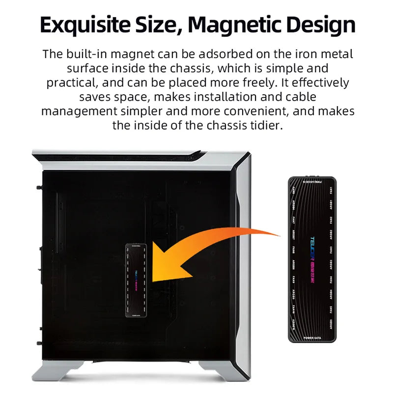 TEUCER ARGB Controller – 1-to-10 PWM Fan Hub with SATA Power