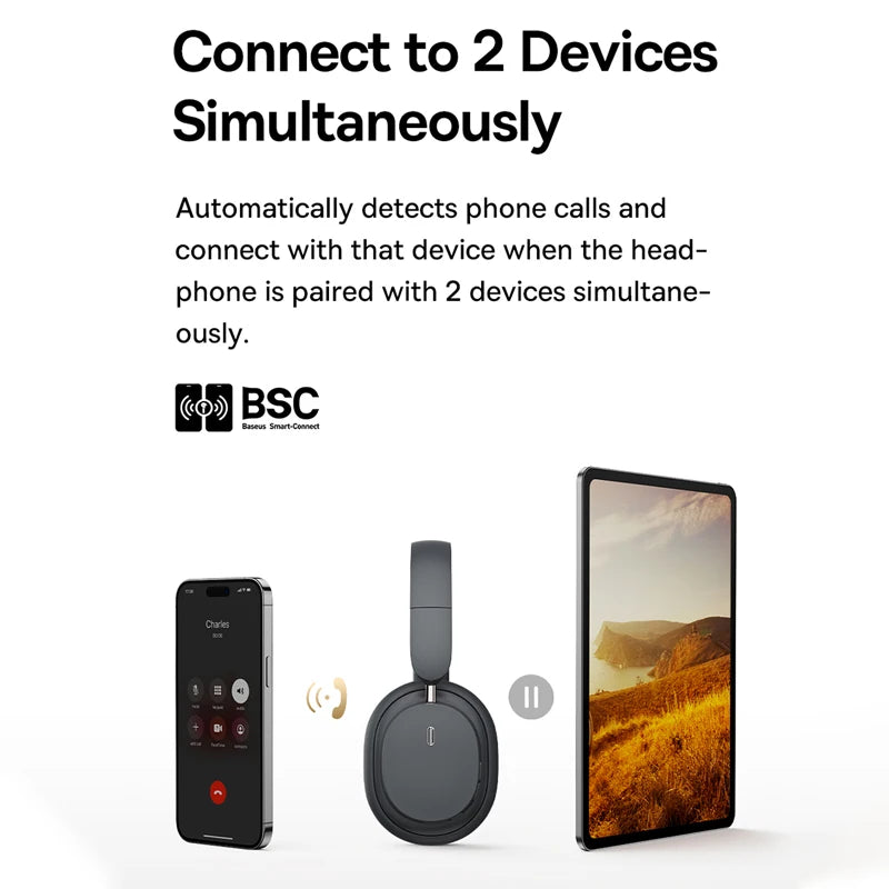 Baseus Bowie D05 Wireless Headphones – 3D Spatial Audio & 70H Playtime