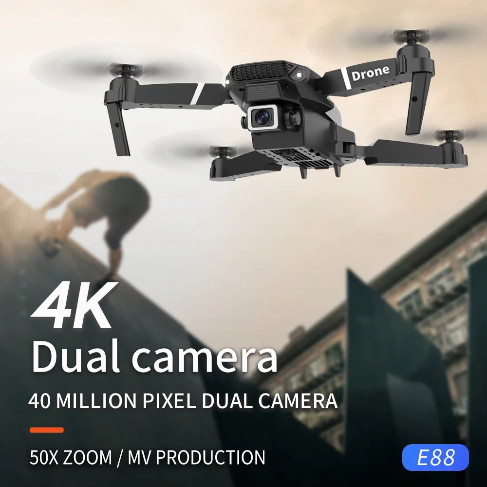 KBDFA 2023 E88 Pro WIFI FPV Drone with 4K Camera - Foldable Quadcopter