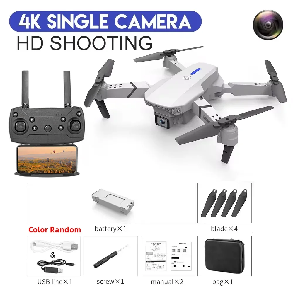 KBDFA 2023 E88 Pro WIFI FPV Drone with 4K Camera - Foldable Quadcopter
