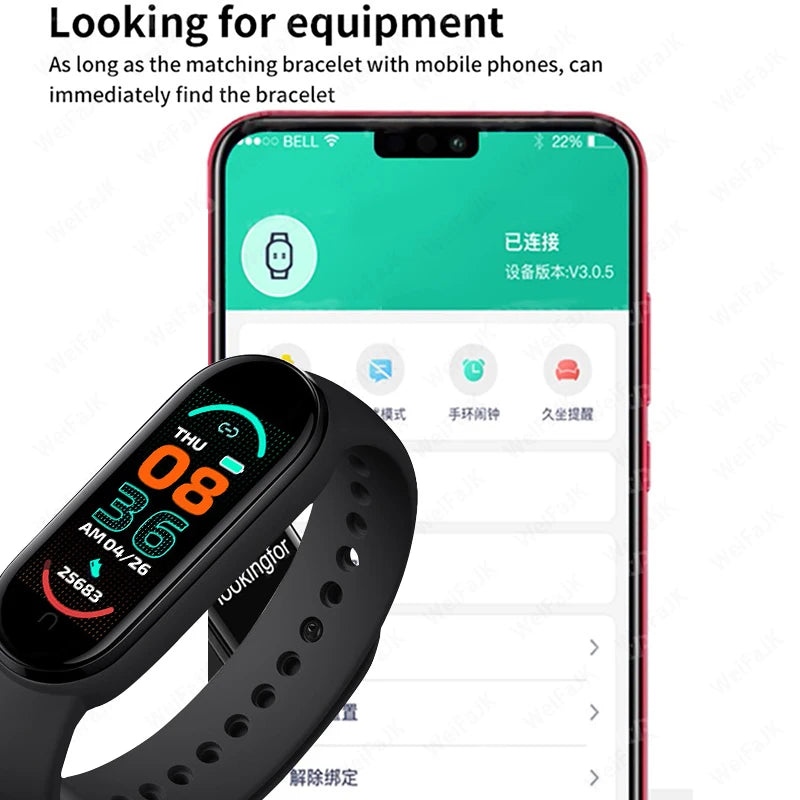 M6 Smart Watch for Men & Women - Fitness Tracker with Heart Rate, Blood Pressure Monitor, Waterproof