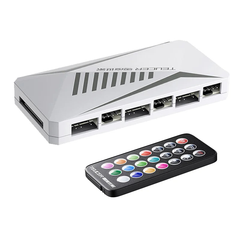TEUCER ARGB Controller – 1-to-10 PWM Fan Hub with SATA Power