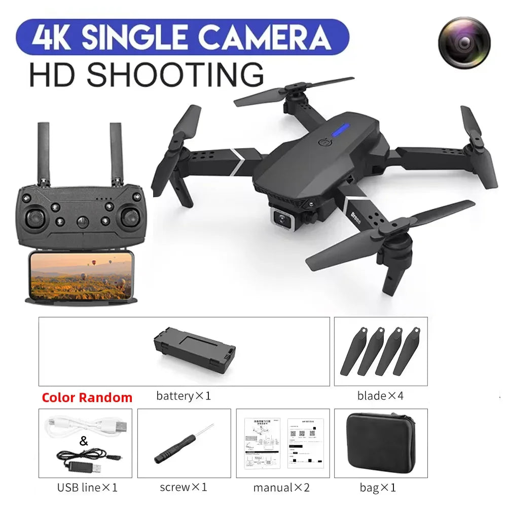 KBDFA 2023 E88 Pro WIFI FPV Drone with 4K Camera - Foldable Quadcopter