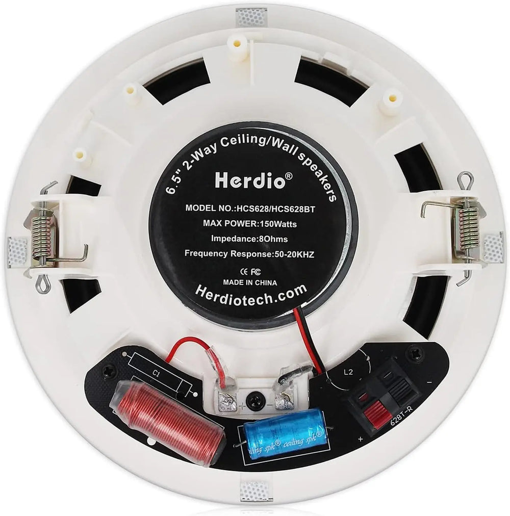 Herdio 6.5 Inch Ceiling Bluetooth Speaker - 300W Home Audio System for Kitchen, Bedroom, Bathroom