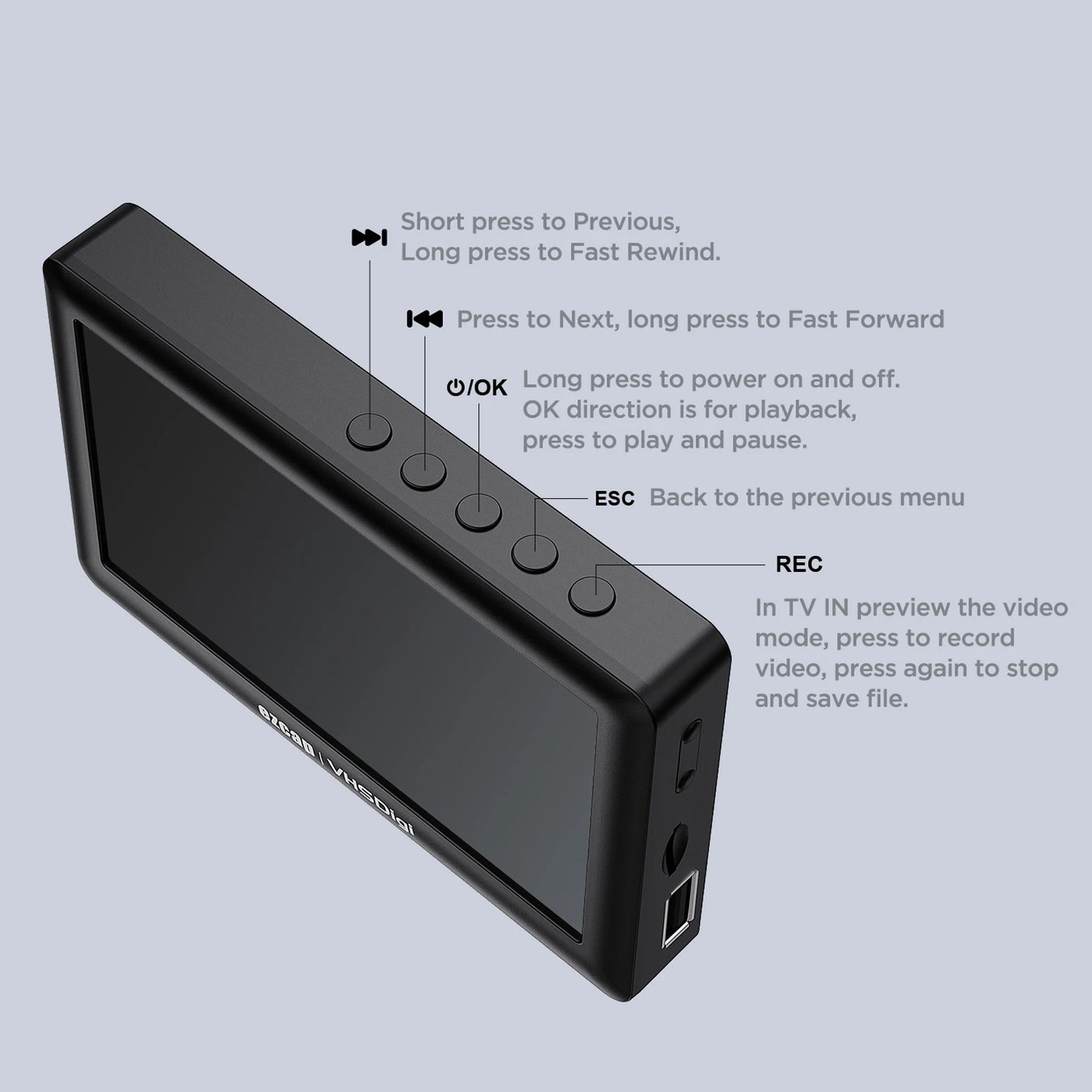 EZCap180 AV Recorder - Capture Video & Audio from Camcorders, DVD Players, 4.3" Screen Playback
