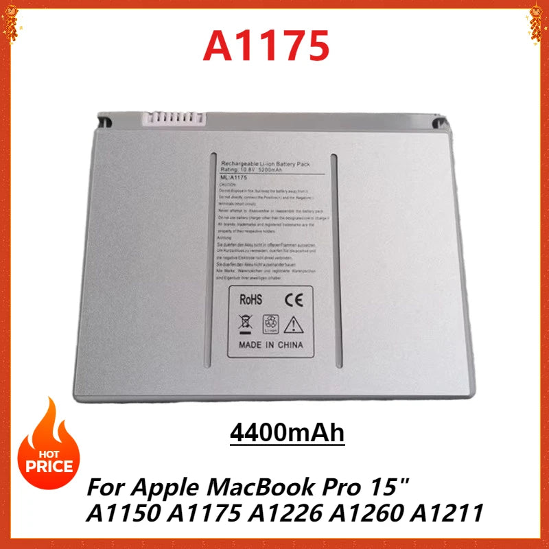 Laptop Battery for Apple MacBook Pro 15" A1150 A1226 A1260 A1211 MA463 MA464 MA601 MA600 MA609 MA610 A1175 MA348 MA348G/A J/A