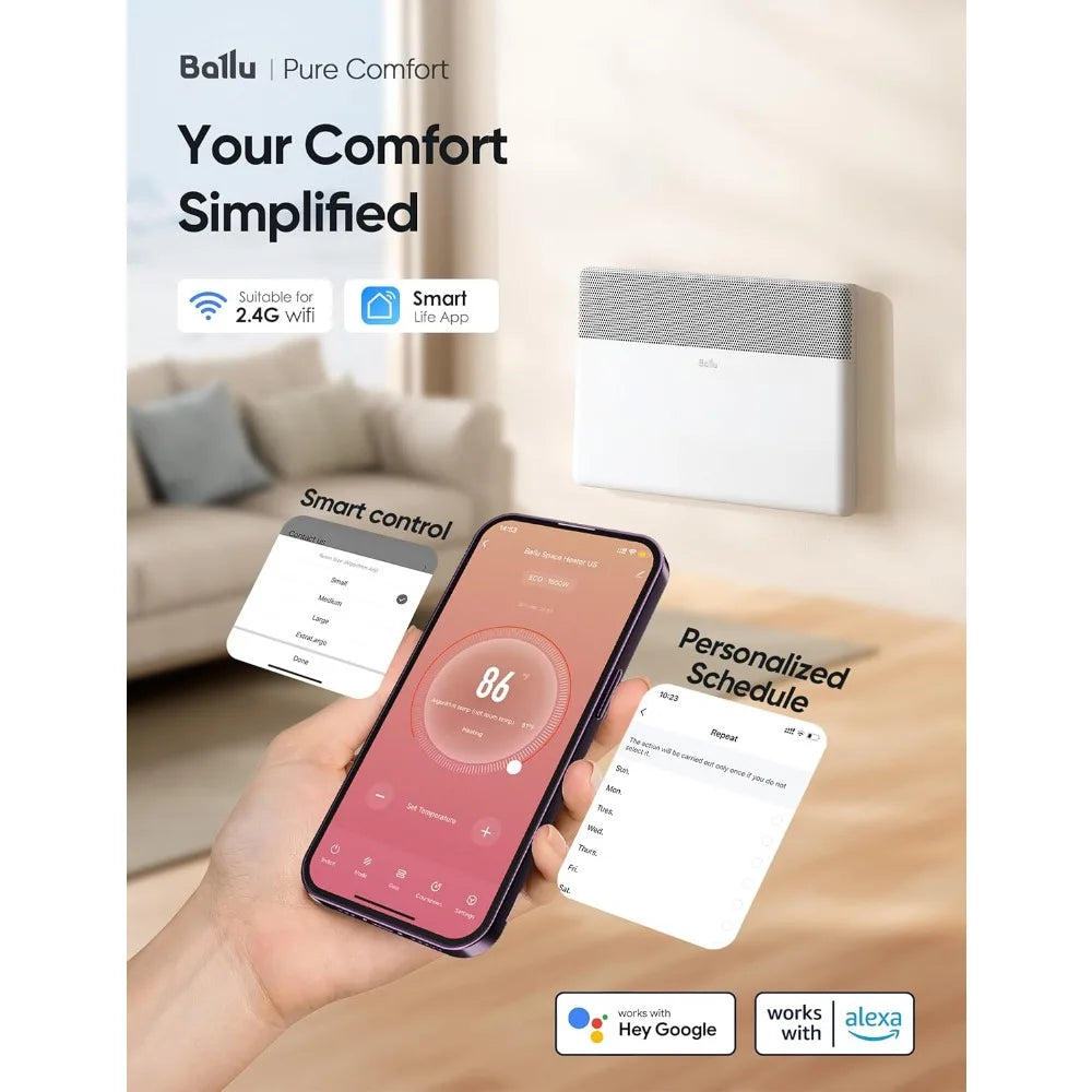Convection Panel Space Heater, 1500W WiFi & Remote Control, Indoor Whole House Heater