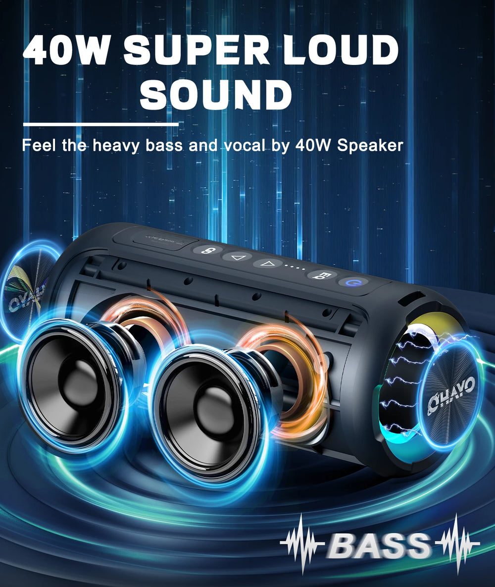 Ortizan 40W Bluetooth Speaker – Enhanced Bass & Waterproof Outdoor Speaker