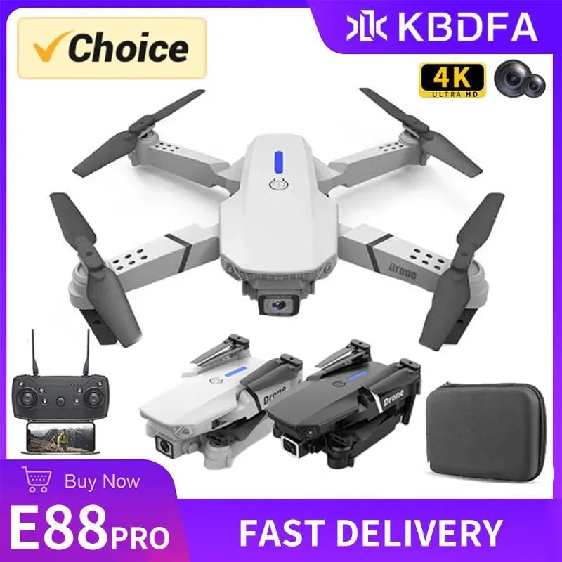 KBDFA 2023 E88 Pro WIFI FPV Drone with 4K Camera - Foldable Quadcopter